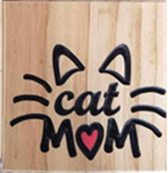 Item C - Wooden "Cat Mom" Plaque